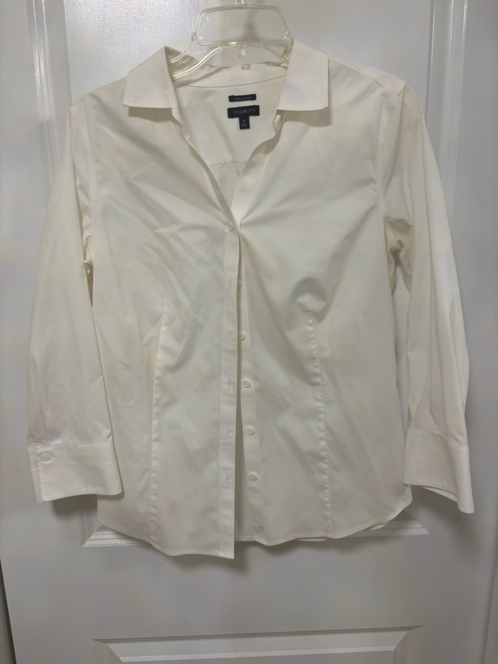 Talbots White Wrinkle-Resistant Button-Front Blouse